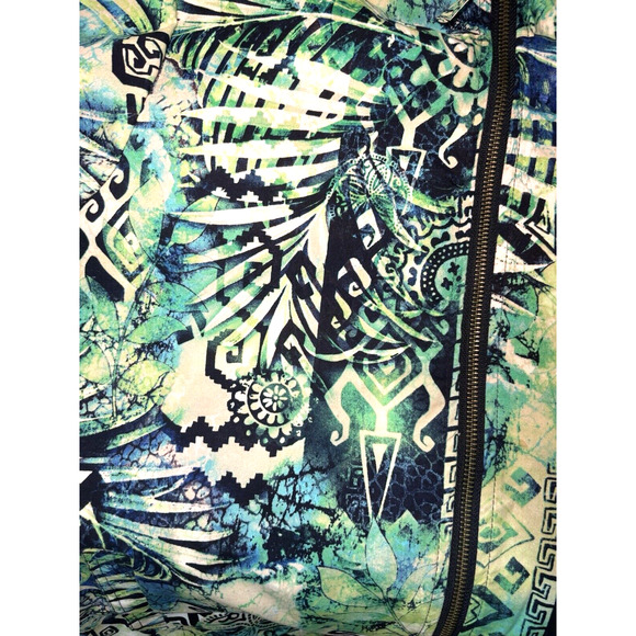 Lightweight Tropical Zip-Up Jacket CHICOs Size 1‎ (Large) Green Abstract Pattern - Picture 4 of 7